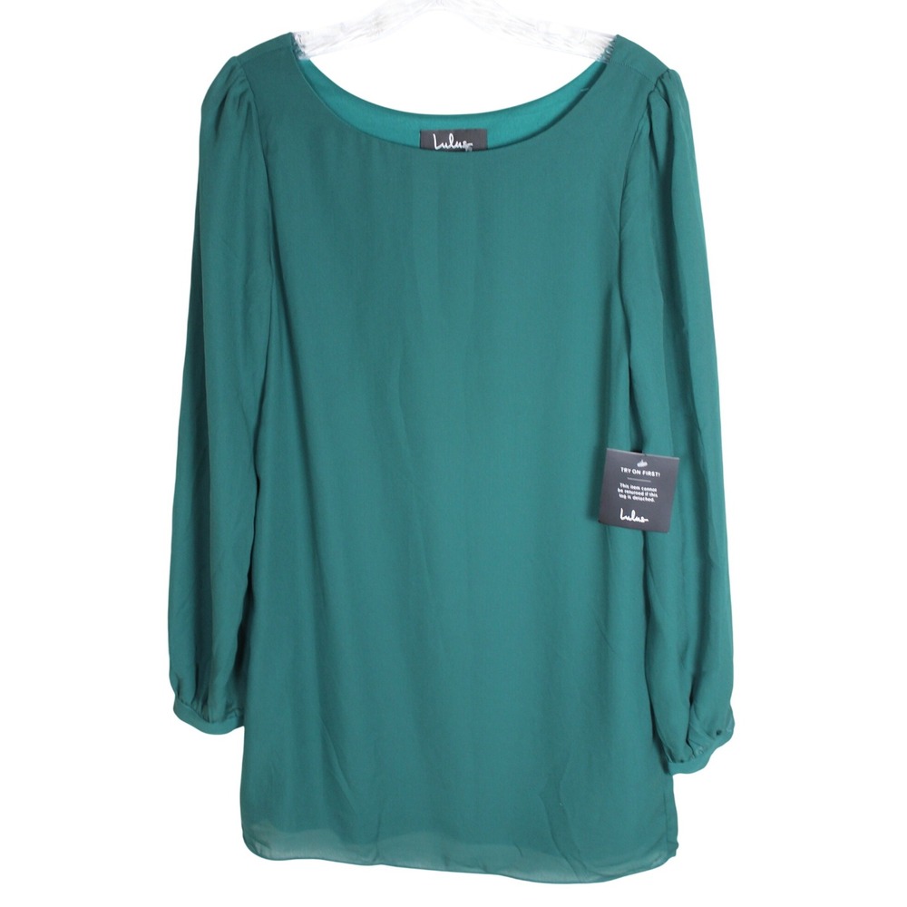 Lulus Women's XS Green Long Sleeve Mini Dress Casual Cocktail Party